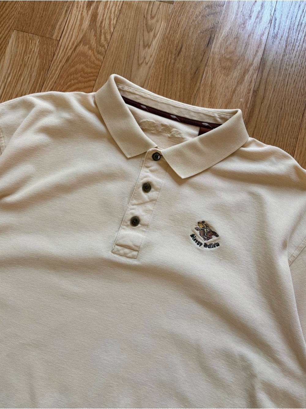 Bob Timberlake Vintage 90s Sleepy Hollow Logo Yellow Pique Golf Polo Shirt XL